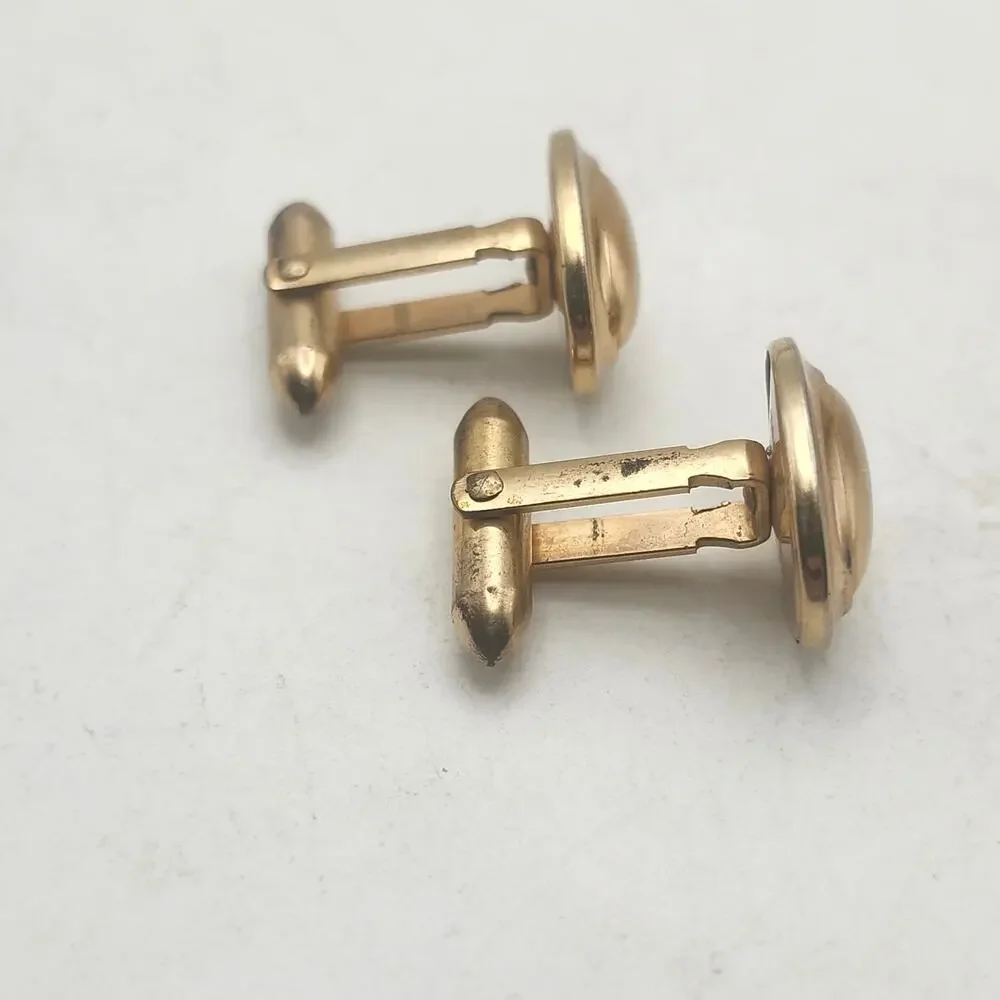 Vintage Correct Quality Oval Gold Tone Cufflinks Mens Formal Signed Patented